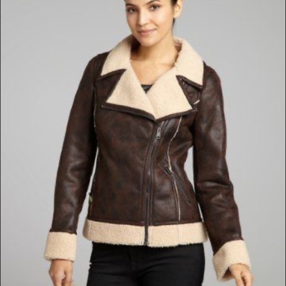 SOIA and KYO Shearling Jacket Sz M